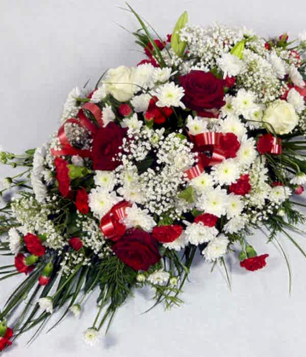 Red & White Casket Spray