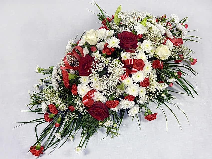 Red & White Casket Spray